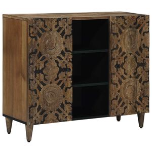 vidaXL Serviesskap med hylle Brun 90 x 33,5 x 75 cm Massiv mango tre