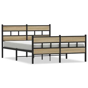 vidaXL Sengeramme i metall uten madrass sonoma eik 150x200 cm