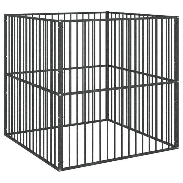 vidaXL Lekegrind for hunder 4 paneler svart galvanisert stål