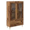 vidaXL H&oslash;yskap Gamle tre 69,5 x 31 x 115 cm Sponplater og glass
