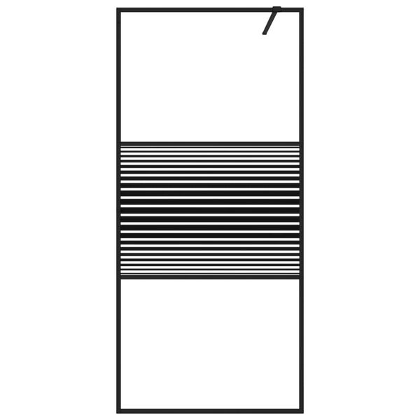 vidaXL Dusjvegg svart 90x195 cm klart ESG-glass