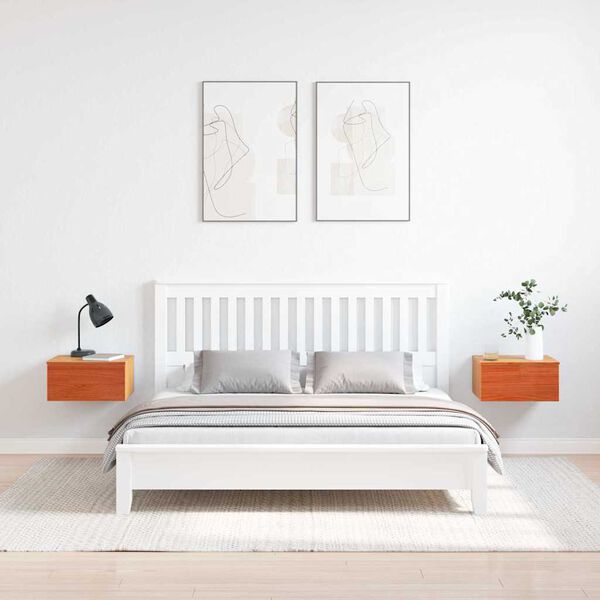 vidaXL Nattbord 2 pcs Vokset Brun 37 x 35 x 18,5 cm Heltre furu