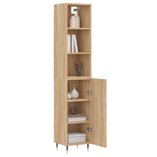 vidaXL Highboard sonoma eik 34,5x34x180 cm konstruert tre