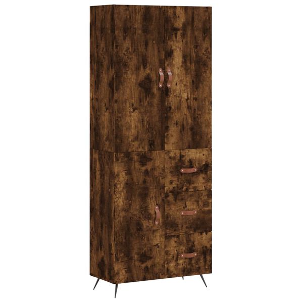 vidaXL Highboard r&oslash;kt eik 69,5x34x180 cm konstruert tre