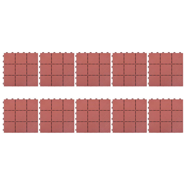 vidaXL Terrassebord 10 stk r&oslash;d 30,5x30,5 cm plast