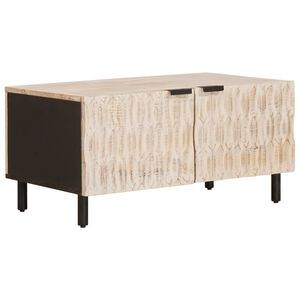 vidaXL Kaffebord Hvit 80 x 50 x 40 cm Massiv mango tre