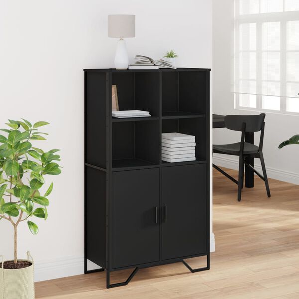 vidaXL Highboard svart 79,5x35,5x137,5 cm konstruert tre