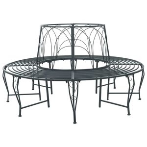 vidaXL Trebens 8-Antall seter &Oslash; 160 x 89 cm St&aring;l S&oslash;lvgr&aring; Rund