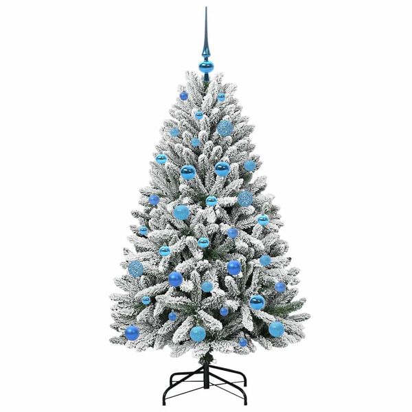 vidaXL Kunstig juletre med 150 LED Gr&oslash;nn og hvit 150 cm PVC og metall