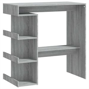 vidaXL Barbord oppbevaringsstativ gr&aring; eik 100x50x101,5 cm sponplate