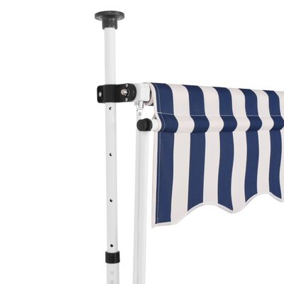 vidaXL Manuell uttrekkbar markise 350 cm blå og hvite striper