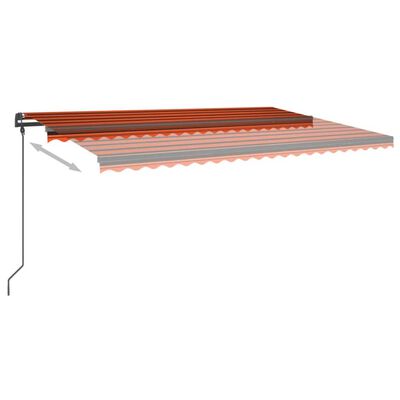 vidaXL Manuell uttrekkbar markise med LED 5x3 m oransje og brun