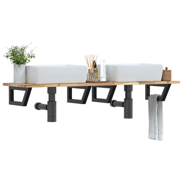 vidaXL Servanthylle veggmontert st&aring;l og heltre akasie