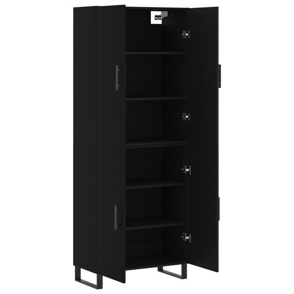 vidaXL Highboard svart 69,5x34x180 cm konstruert tre