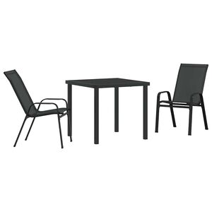 vidaXL Hage Spisegruppe 3 pcs Svart Pulverlakkert st&aring;l