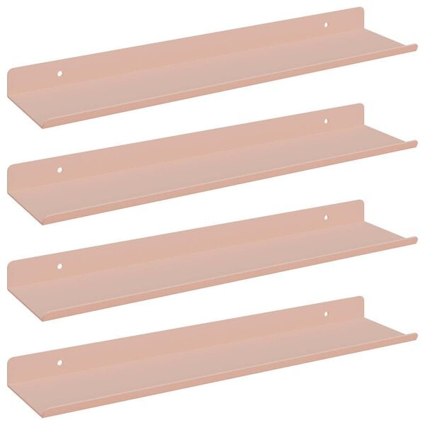 vidaXL Flytende hylle Veggmontert 4 pcs Rosa 40 x 8,5 x 2,5 cm St&aring;l