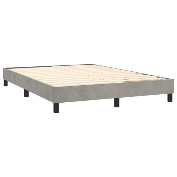 vidaXL Boxspring-sengeramme lysegr&aring; 135x190 cm Double fl&oslash;yel