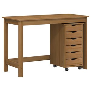 vidaXL Skrivebord og rulleskapsett MOSS 2 stk. HonningBrun