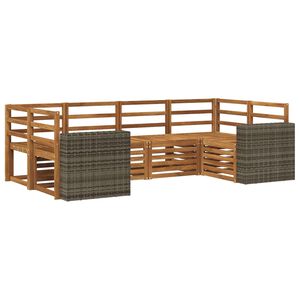 vidaXL Utend&oslash;rs sofa-sett 6 stk. Naturlig Solid akasietre