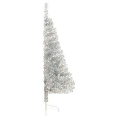 vidaXL Kunstig halvt juletre med stativ sølv 120 cm PET