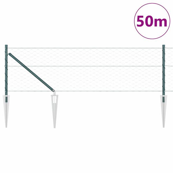 vidaXL Gjerdep&aring;le gr&oslash;nn 50 x 0,8 m (50 mm mesh) St&aring;l og PVC
