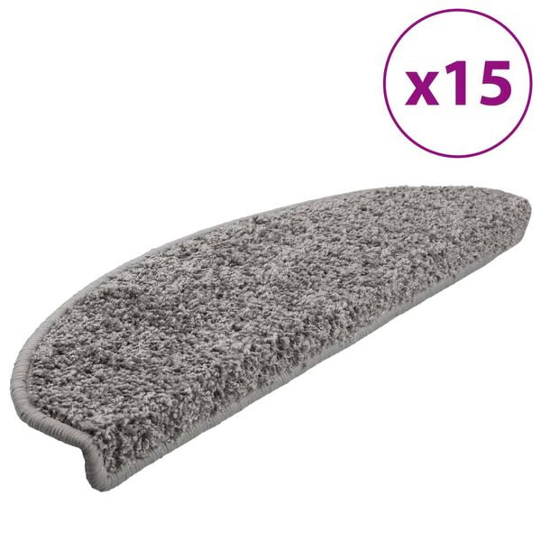 vidaXL Trappematter 15 stk 65x21x4 cm gr&aring; halvrund store