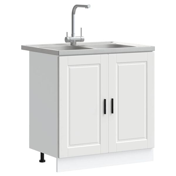 vidaXL Vaskeskap med lagring med d&oslash;r Porto 2 pcs Hvit Konstruert tre