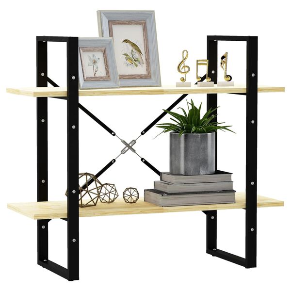 vidaXL Bokhylle 2 niv&aring;er 80x30x70 cm heltre furu