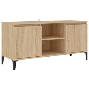 vidaXL TV-benk med metallben sonoma eik 103,5x35x50 cm