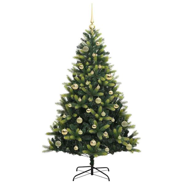 vidaXL Kunstig Hengt Julegran med 150 LED-lys gr&oslash;nn 150 cm PVC og PE