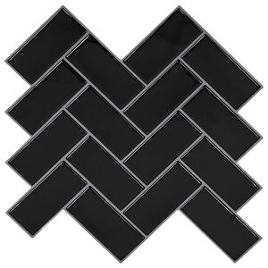 vidaXL Fiskebeinflis 10 stk. Svart 30 x 30 cm Polyuretan og PET