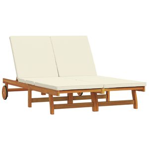 vidaXL Solstol med pute Brun 125 x 200 x 84cm Massivt akasietre