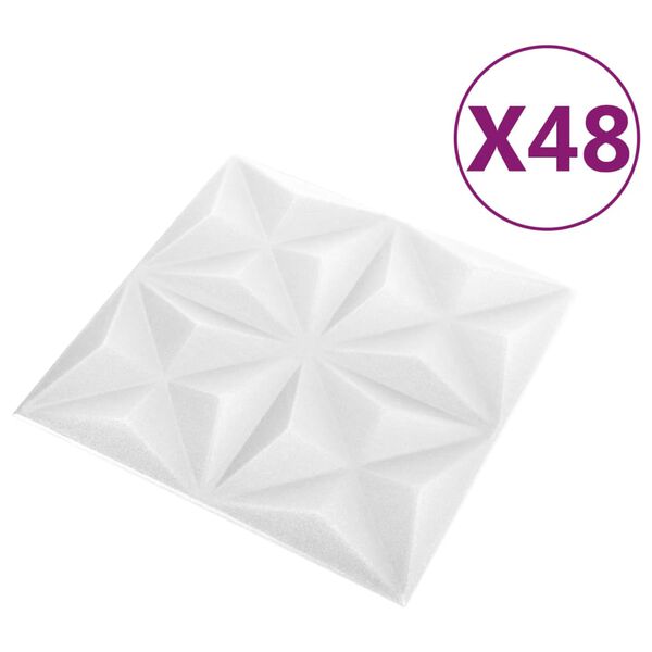 vidaXL 3D-veggpaneler 48 stk 50x50 cm origami hvit 12 m&sup2;
