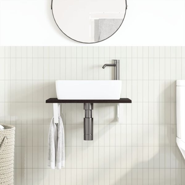 vidaXL Servanthylle veggmontert st&aring;l og heltre eik