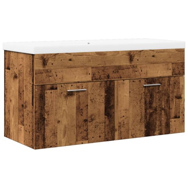 vidaXL Servantskap med innebygd kum gammelt tre