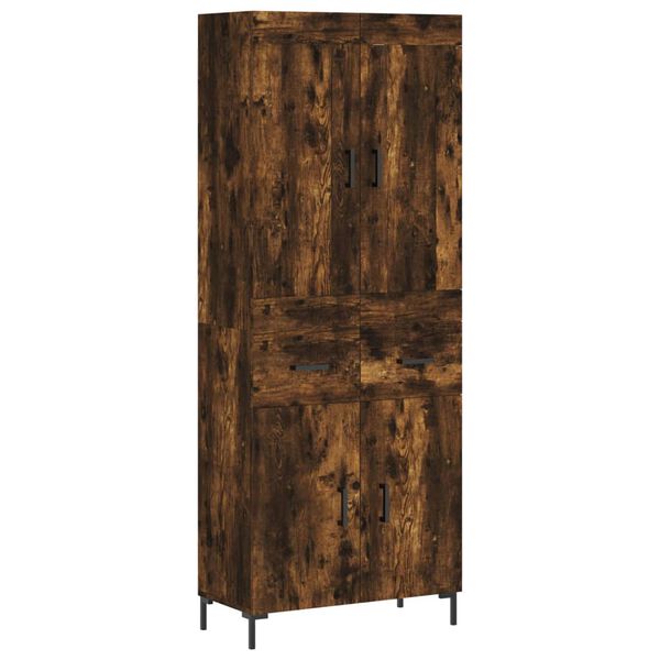 vidaXL Highboard røkt eik 69,5x34x180 cm konstruert tre