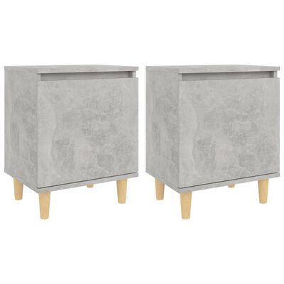vidaXL Nattbord med ben i heltre 2 stk betonggrå 40x30x50 cm