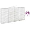 vidaXL Gabionkurver buede 9 stk 400x50x200/220 cm galvanisert jern