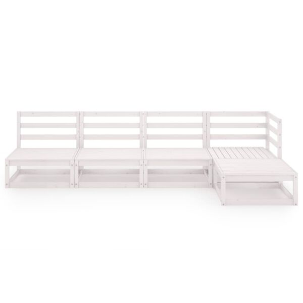 vidaXL Hagesofagruppe 5 deler hvit heltre furu