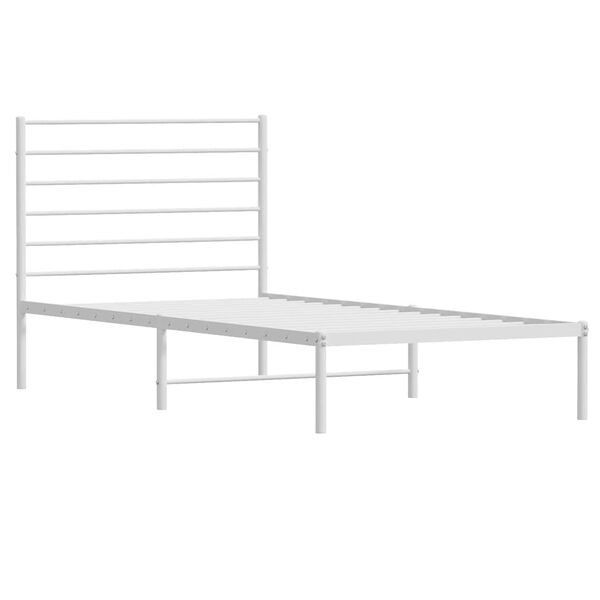 vidaXL Sengeramme i metall uten madrass med hodegavl hvit 75x190 cm