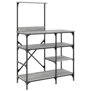 vidaXL Bakehylle gr&aring; sonoma 90x40x132 cm konstruert tre og metall