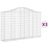 vidaXL Gabionkurver buede 3 stk 200x30x120/140 cm galvanisert jern