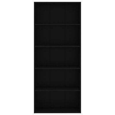 vidaXL Bokhylle 5 nivåer svart 80x30x189 cm sponplate