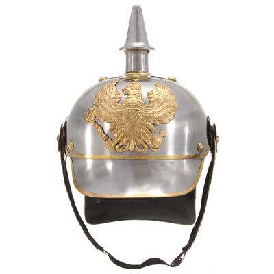 vidaXL Tysk prøyssisk hjelm antikk replika LARP sølv stål