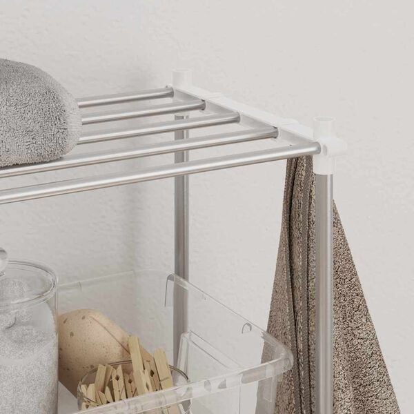 vidaXL Vaskemaskinhylle med lagring Hvit 70 x 27 x 136 cm Aluminium