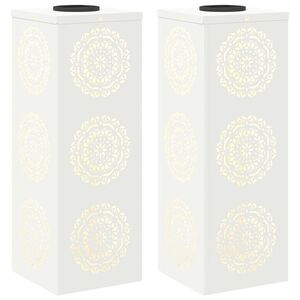 vidaXL Solenergi LED stibelys 2 pcs Hvit Kaldvalset st&aring;l