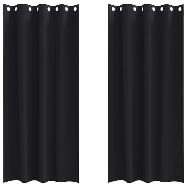 vidaXL M&oslash;rkleggende Gardiner med Ringer 2 pcs Svart 245 x 140 cm