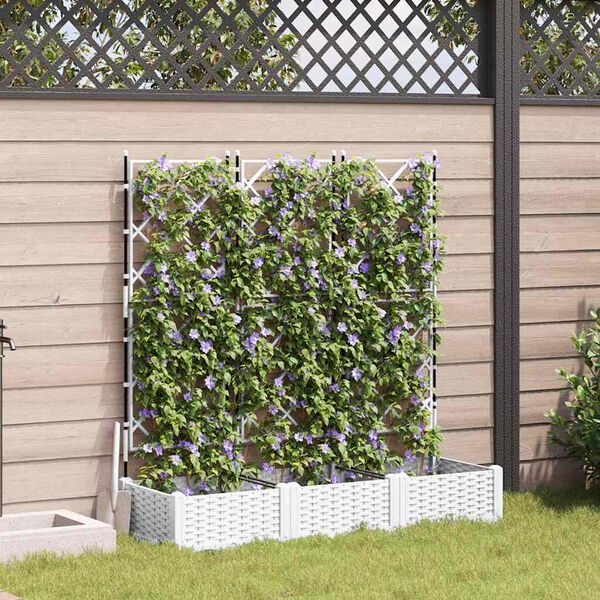 vidaXL Hageblomsterpotte 3 pcs Hvit 120 x 40 x 125,5 cm St&aring;l
