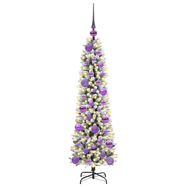 vidaXL Kunstig juletre med 150 LED Hvit 120 cm PVC og Metall og Plast