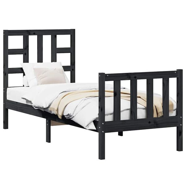 vidaXL Sengeramme med hodegavl svart small single heltre